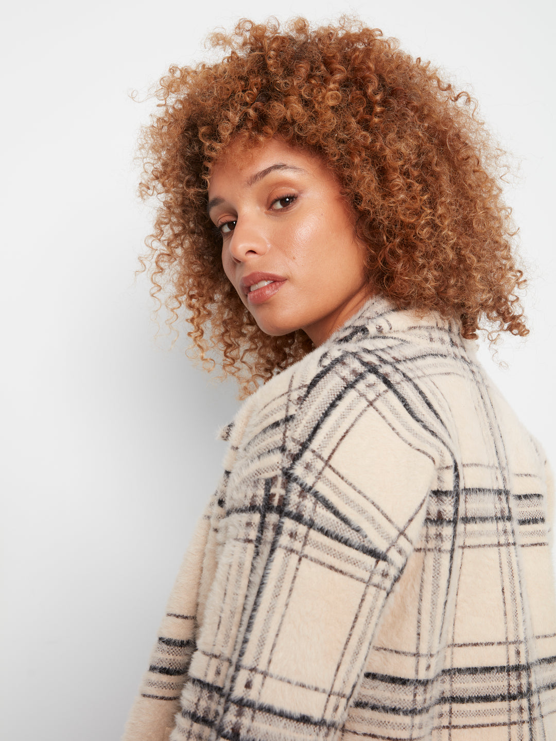 Eyelash Yarn Jacquard Short Jacket With Snap Buttons