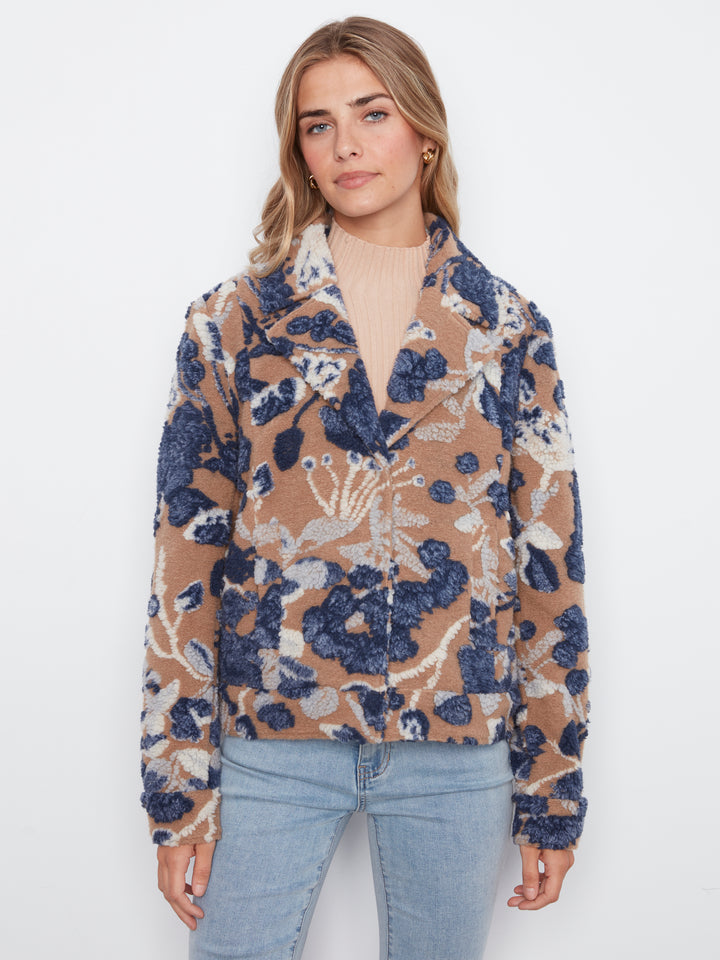 Sherpa Printed Knit Short Coat