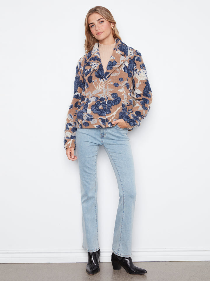 Sherpa Printed Knit Short Coat