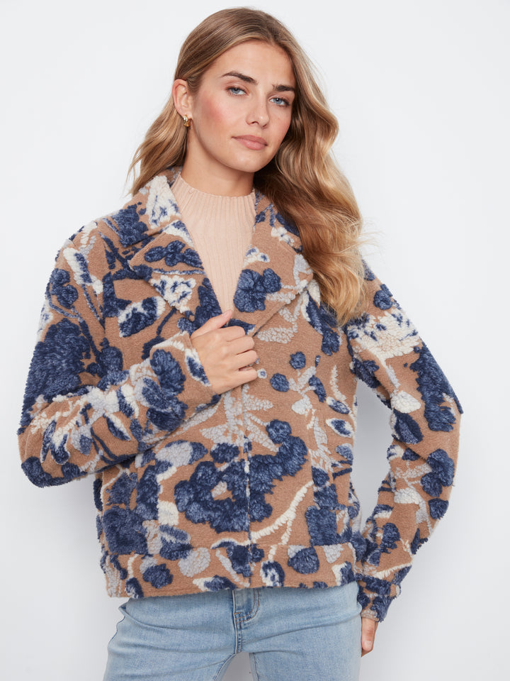 Sherpa Printed Knit Short Coat