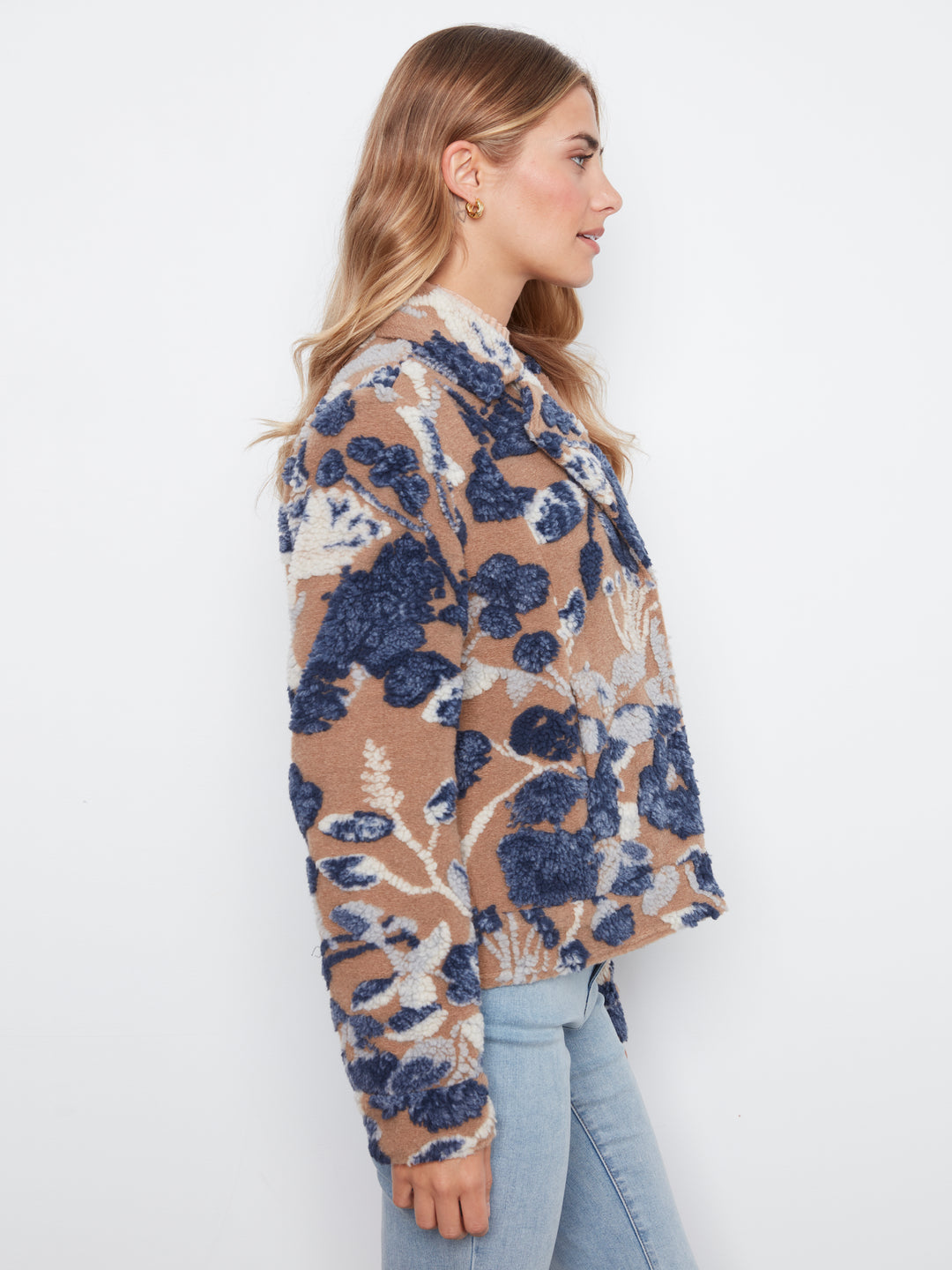 Sherpa Printed Knit Short Coat