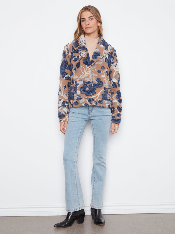 Sherpa Printed Knit Short Coat