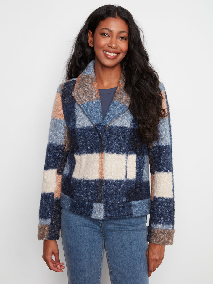 Plaid Boucle Knit Short Coat