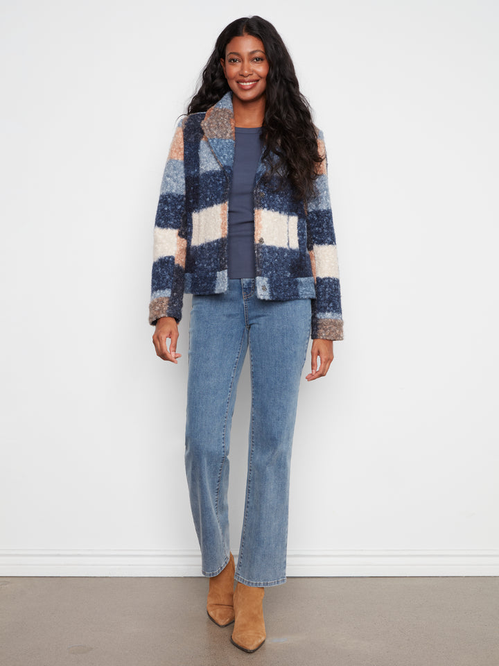 Plaid Boucle Knit Short Coat