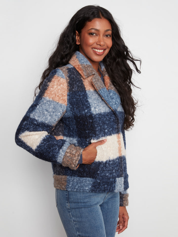 Plaid Boucle Knit Short Coat