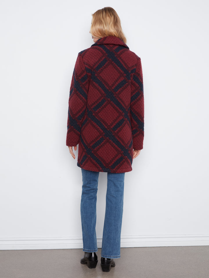 Boucle Button Front Long Jacket with Front Pockets