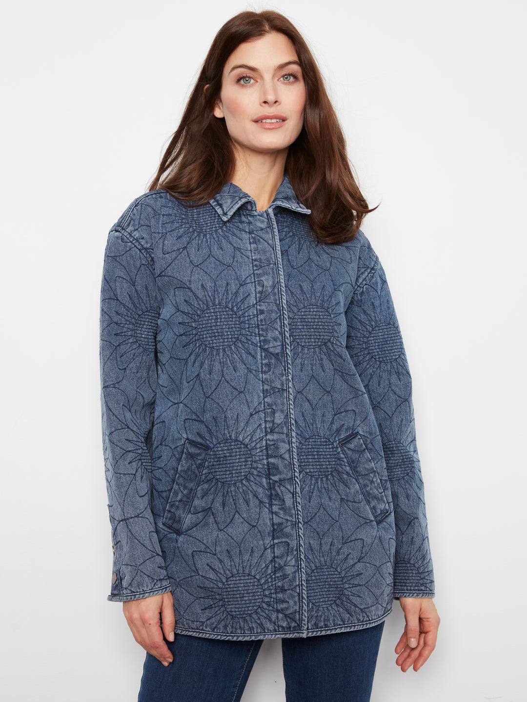 Quilted Denim Jacket With Welt Pockets