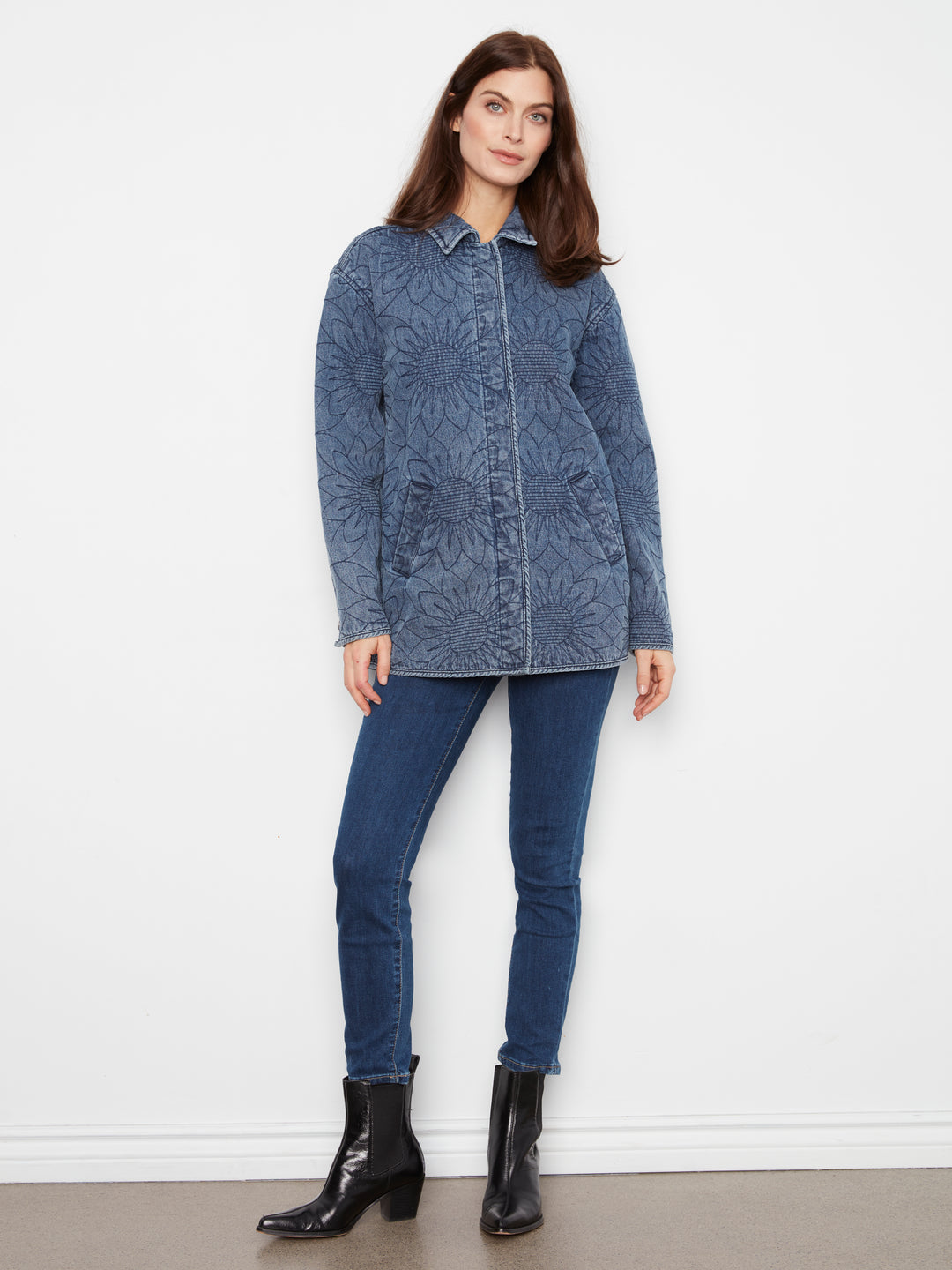 Quilted Denim Jacket With Welt Pockets