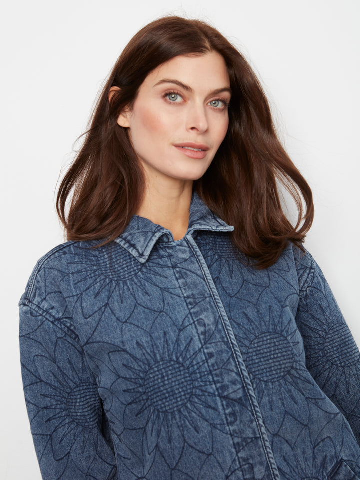Quilted Denim Jacket With Welt Pockets