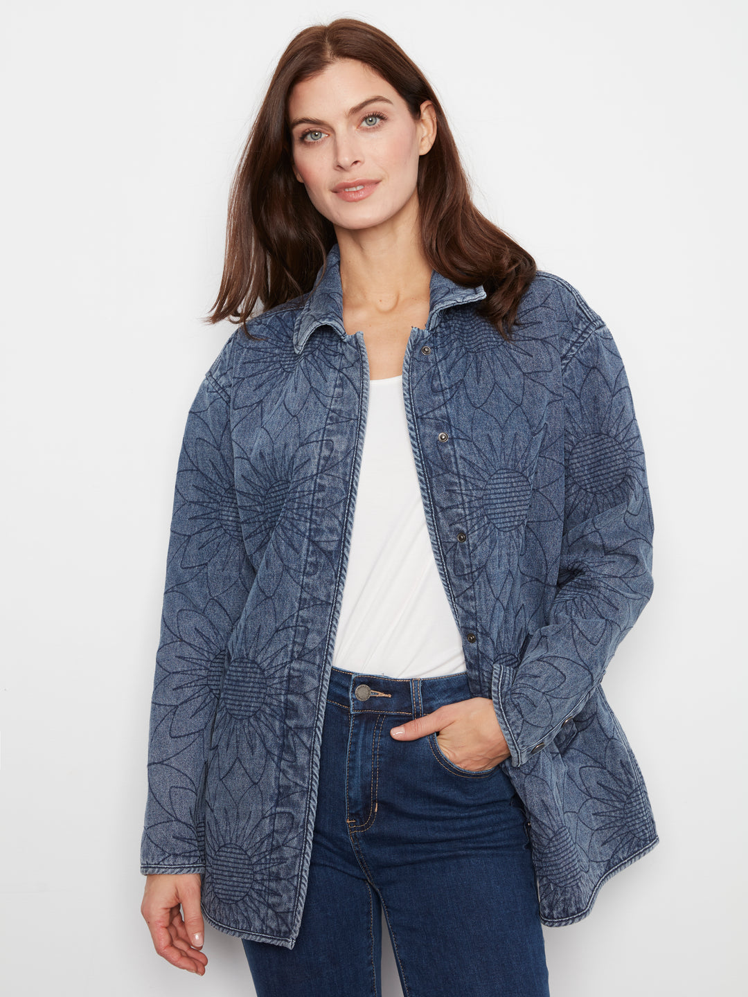 Quilted Denim Jacket With Welt Pockets