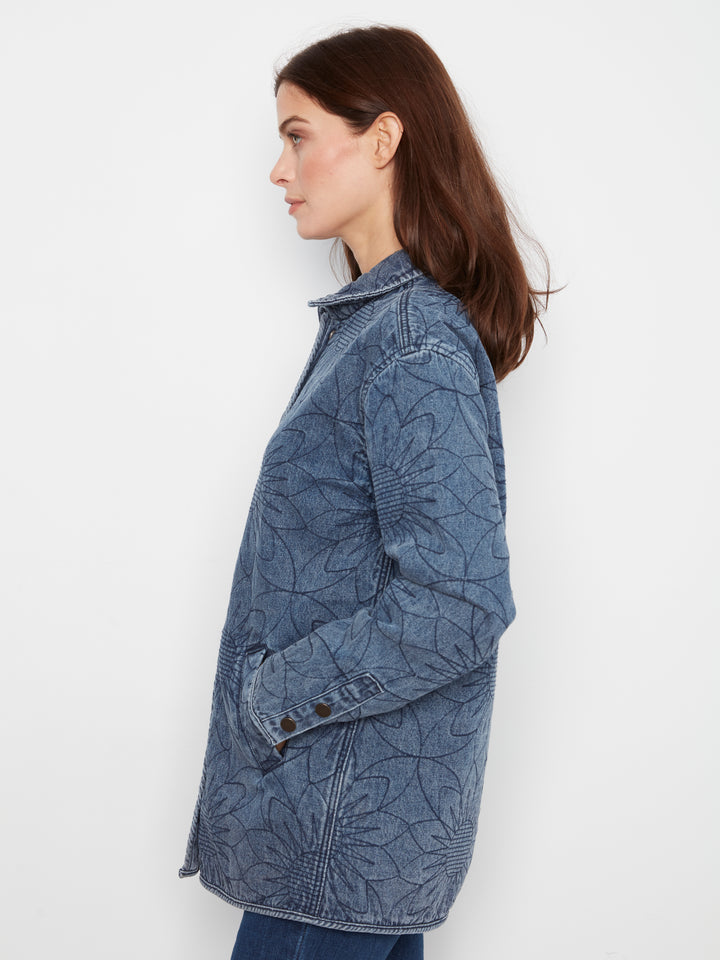Quilted Denim Jacket With Welt Pockets