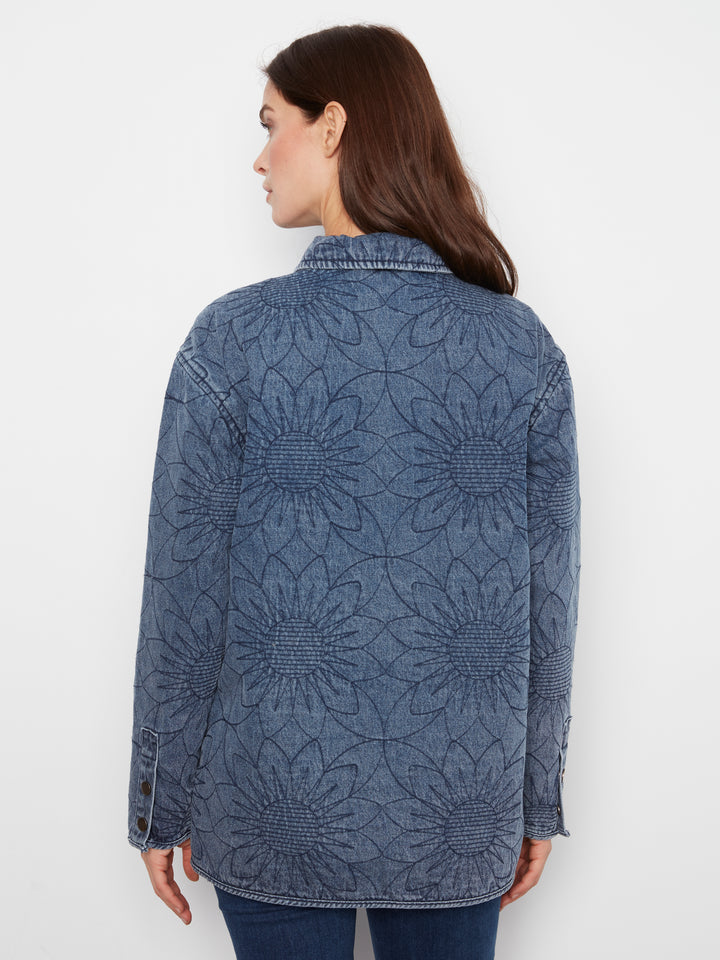 Quilted Denim Jacket With Welt Pockets