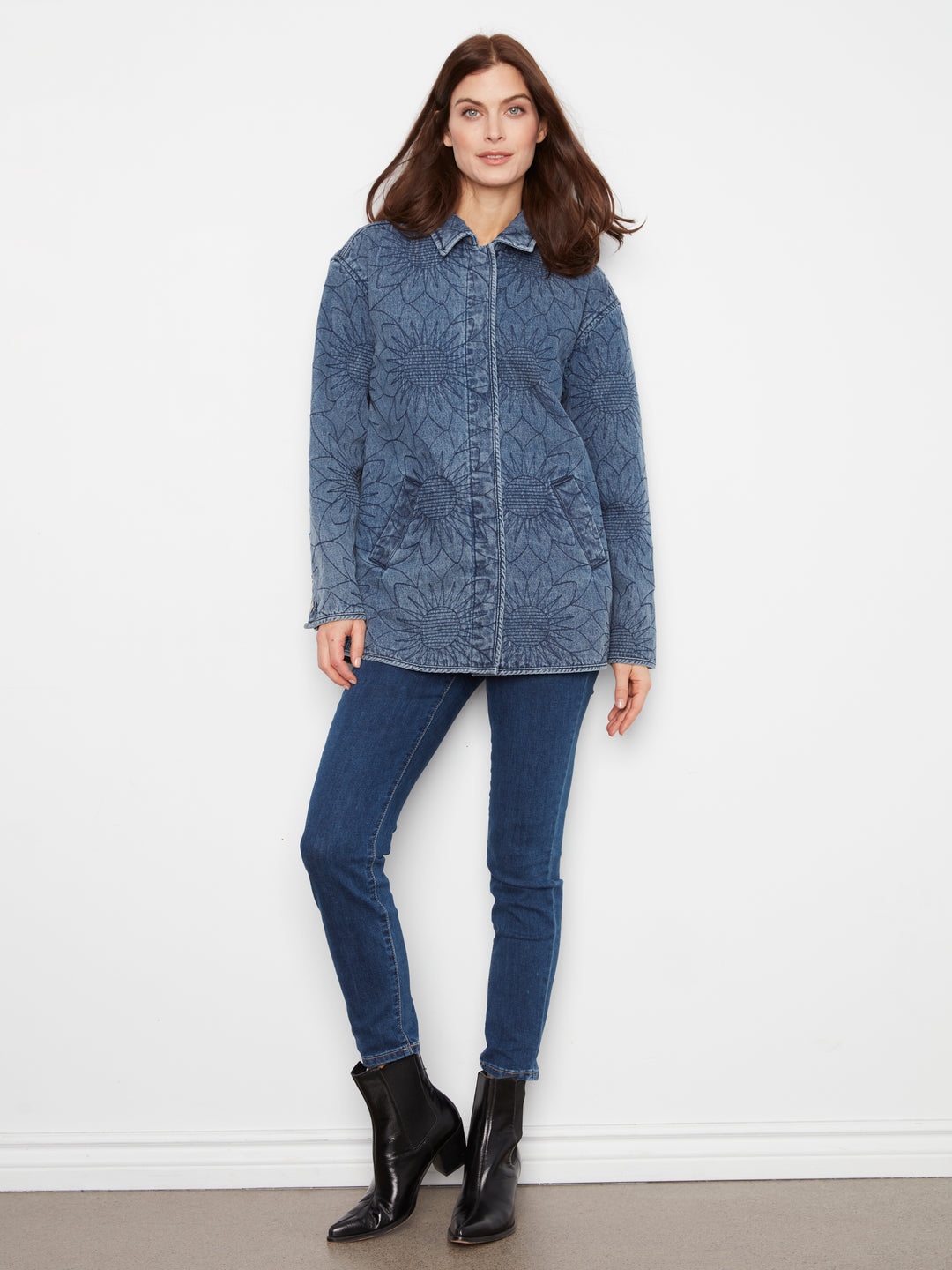 Quilted Denim Jacket With Welt Pockets