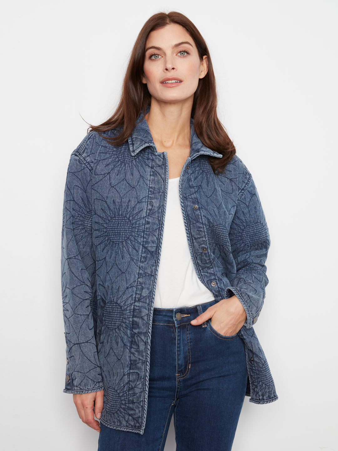 Quilted Denim Jacket With Welt Pockets
