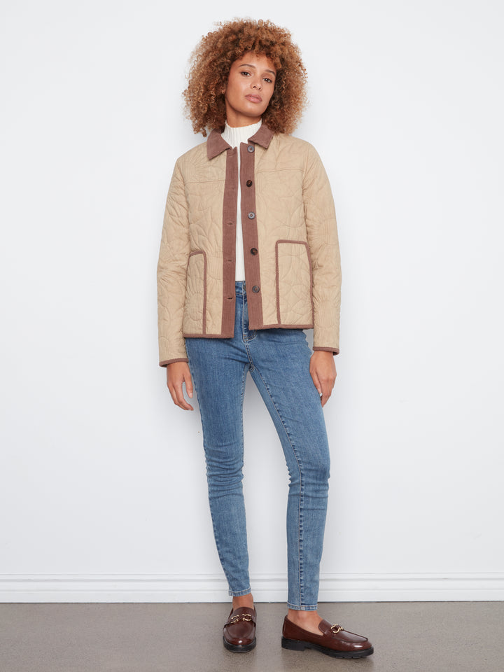 Sunflower quilted jacket with corduroy contrast details