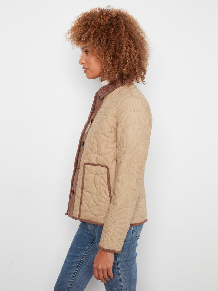 Sunflower quilted jacket with corduroy contrast details