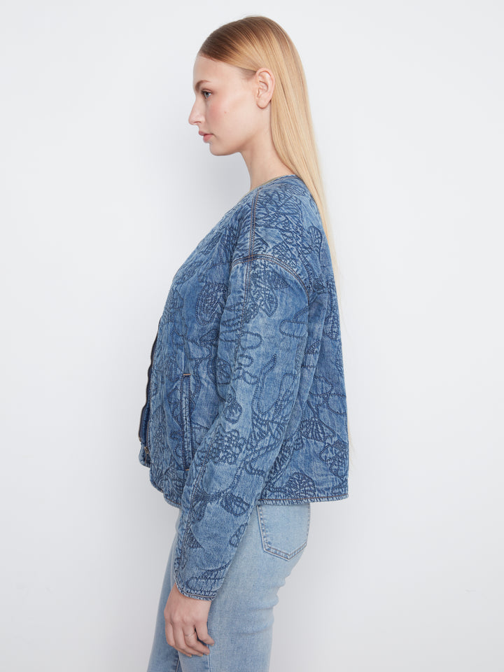 Quilted Denim Tencel Bomber Jacket