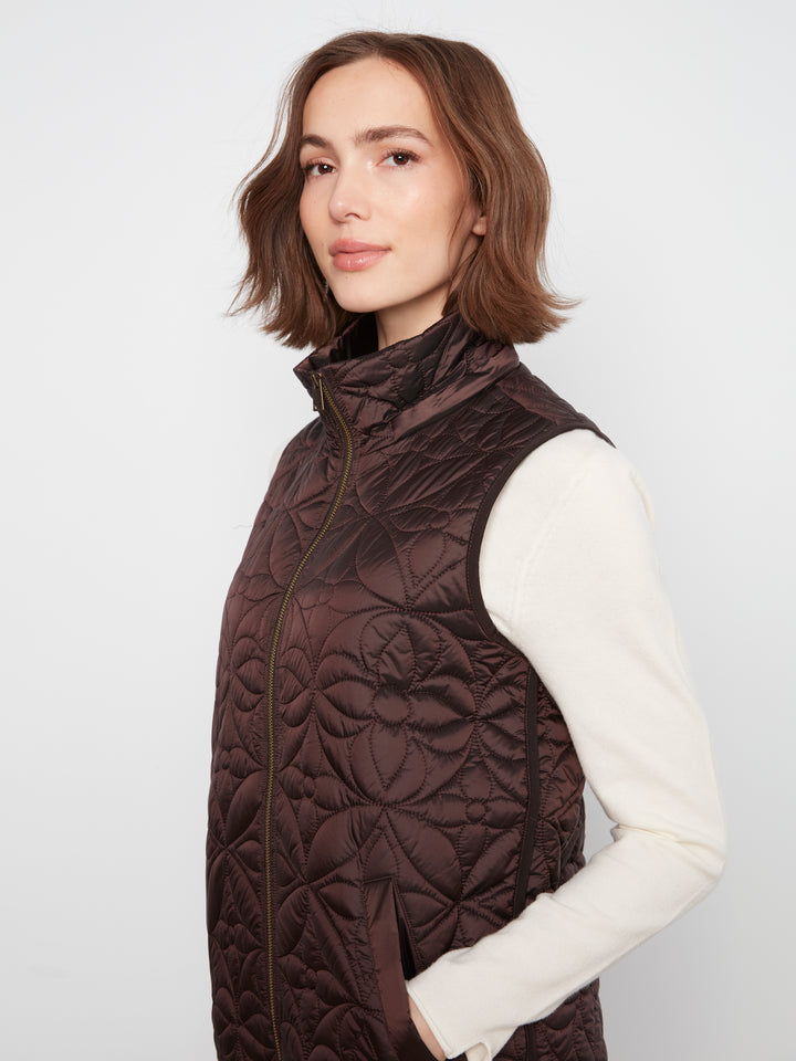 Sleeveless Long Puffer Vest With Removable Hood