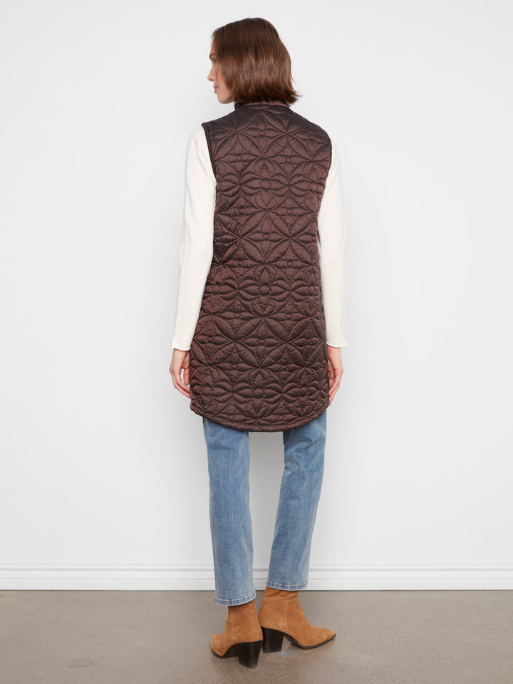 Sleeveless Long Puffer Vest With Removable Hood