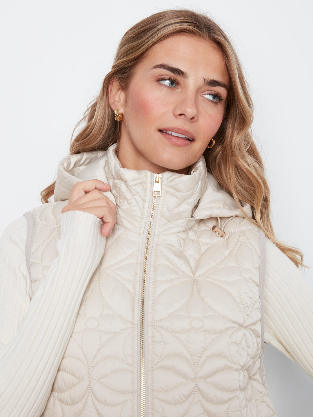 Sleeveless Long Puffer Vest With Removable Hood