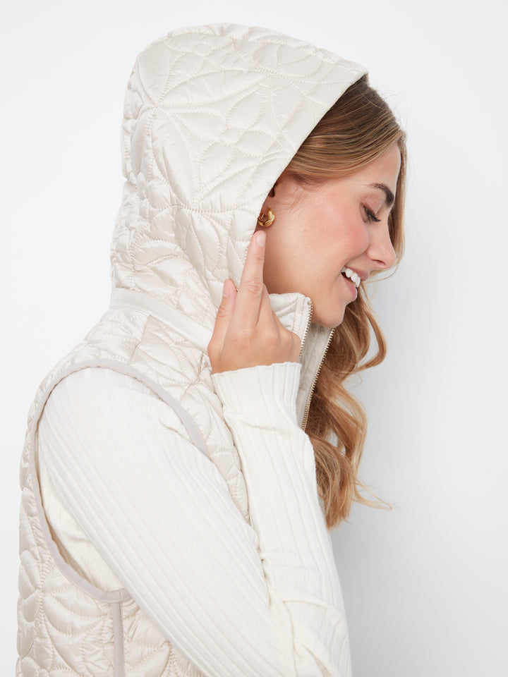 Sleeveless Long Puffer Vest With Removable Hood