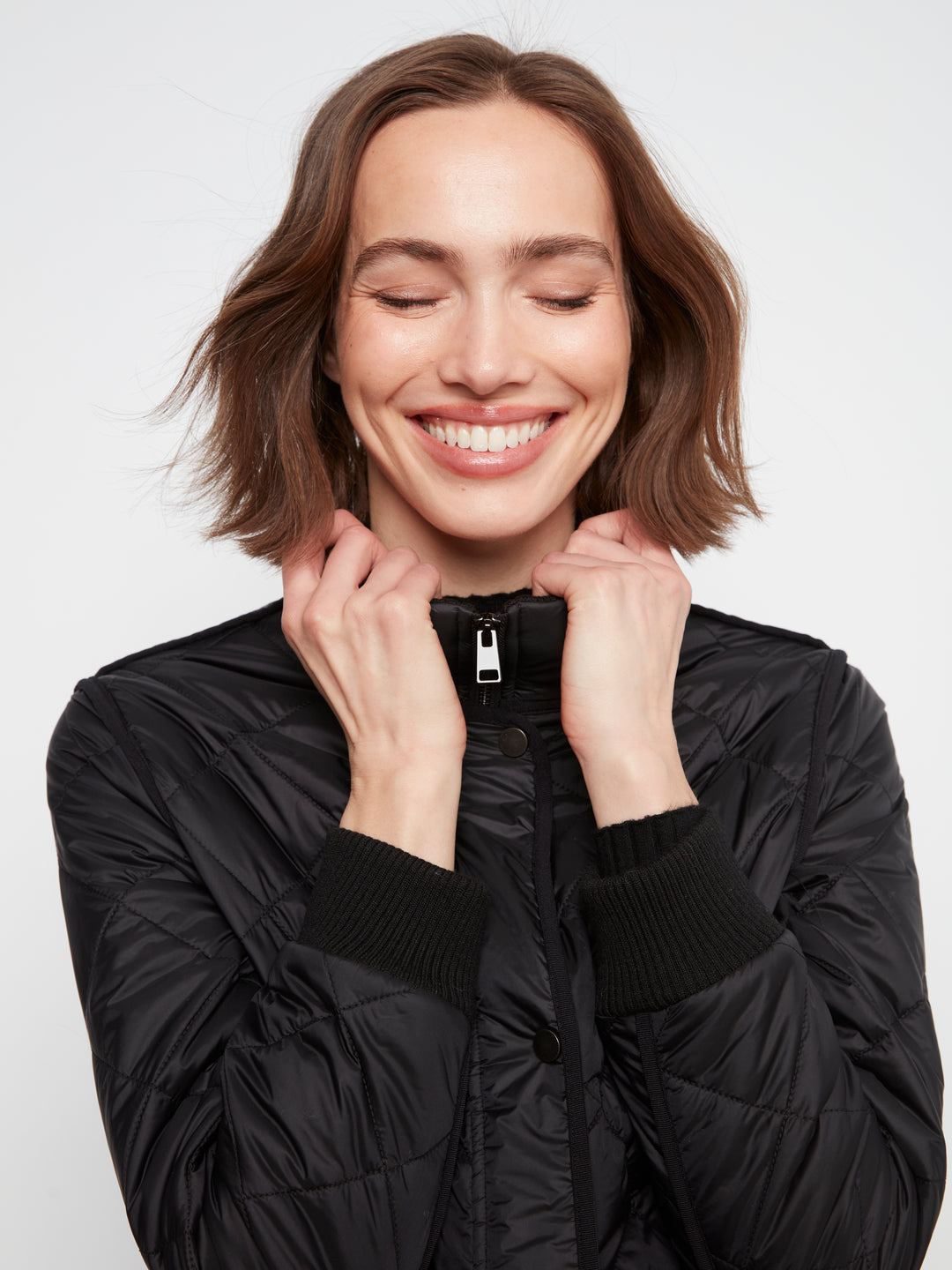 Puffer With Sweater Rib & Removable Hood