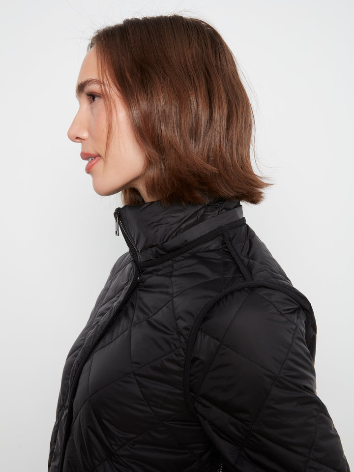 Puffer With Sweater Rib & Removable Hood