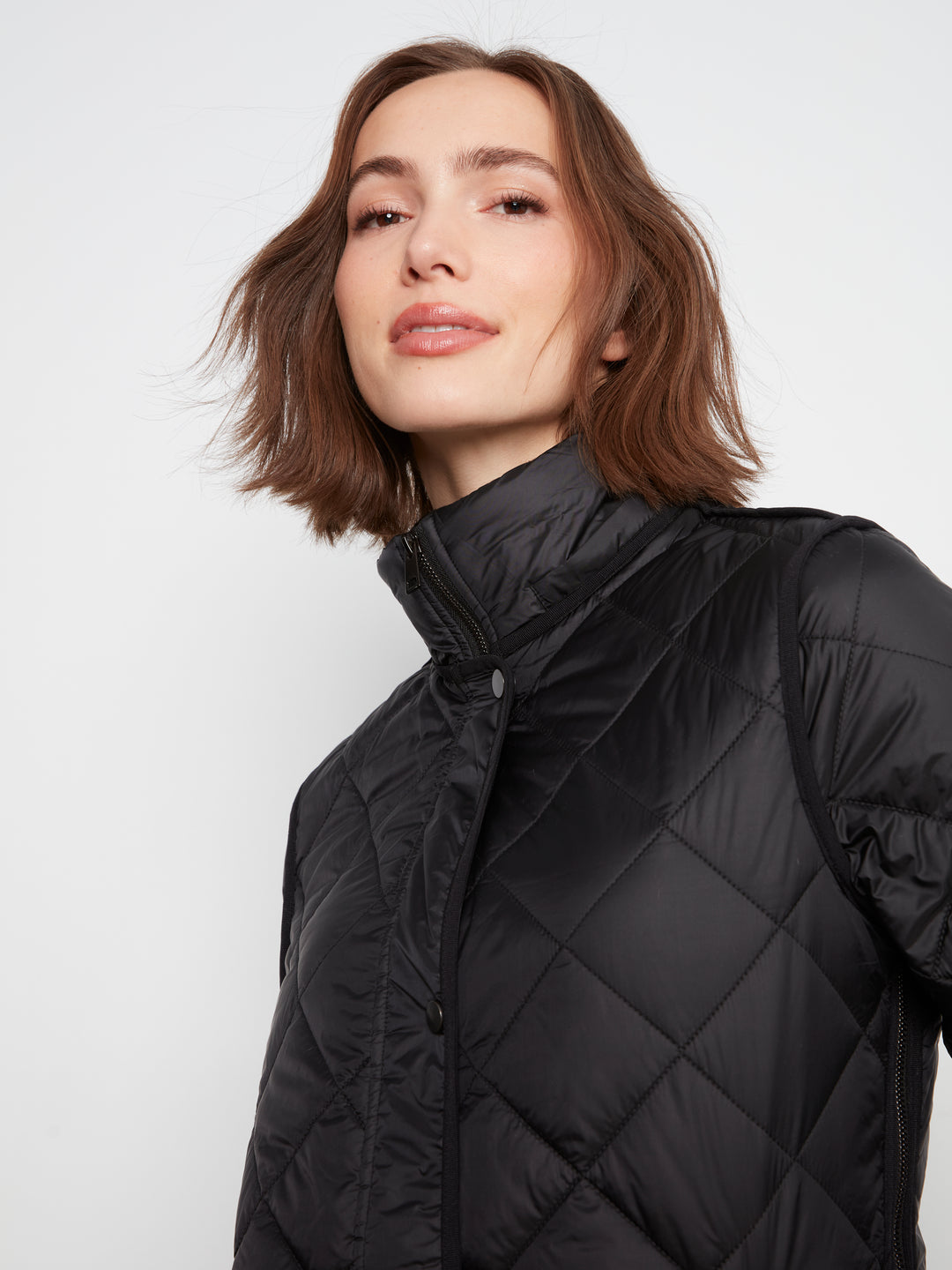 Puffer With Sweater Rib & Removable Hood
