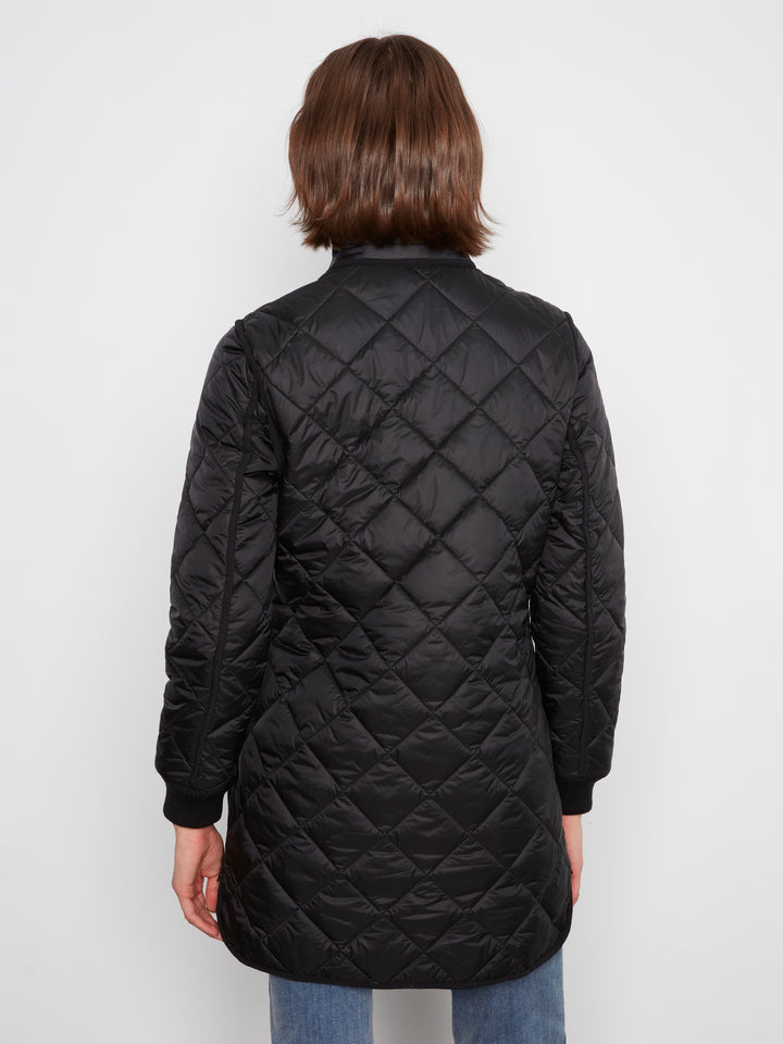 Puffer With Sweater Rib & Removable Hood