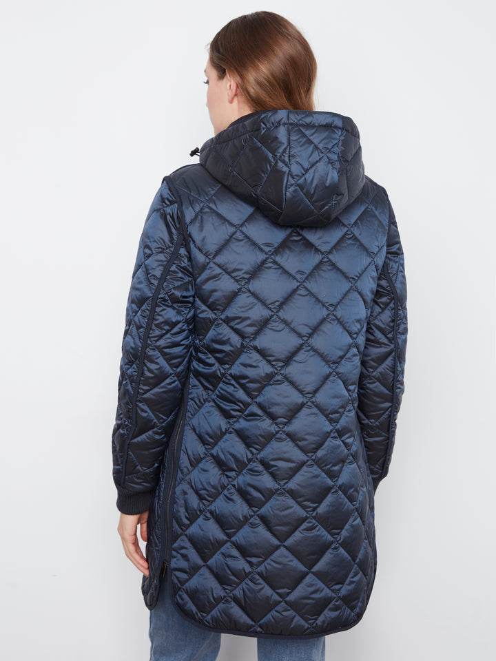 Puffer With Sweater Rib & Removable Hood