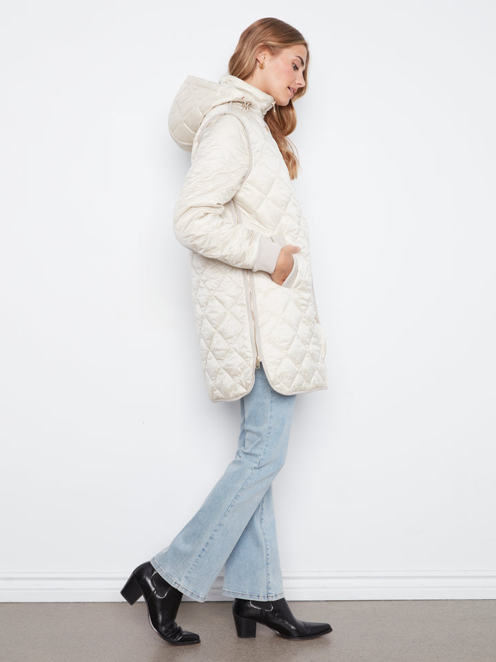 Puffer With Sweater Rib & Removable Hood
