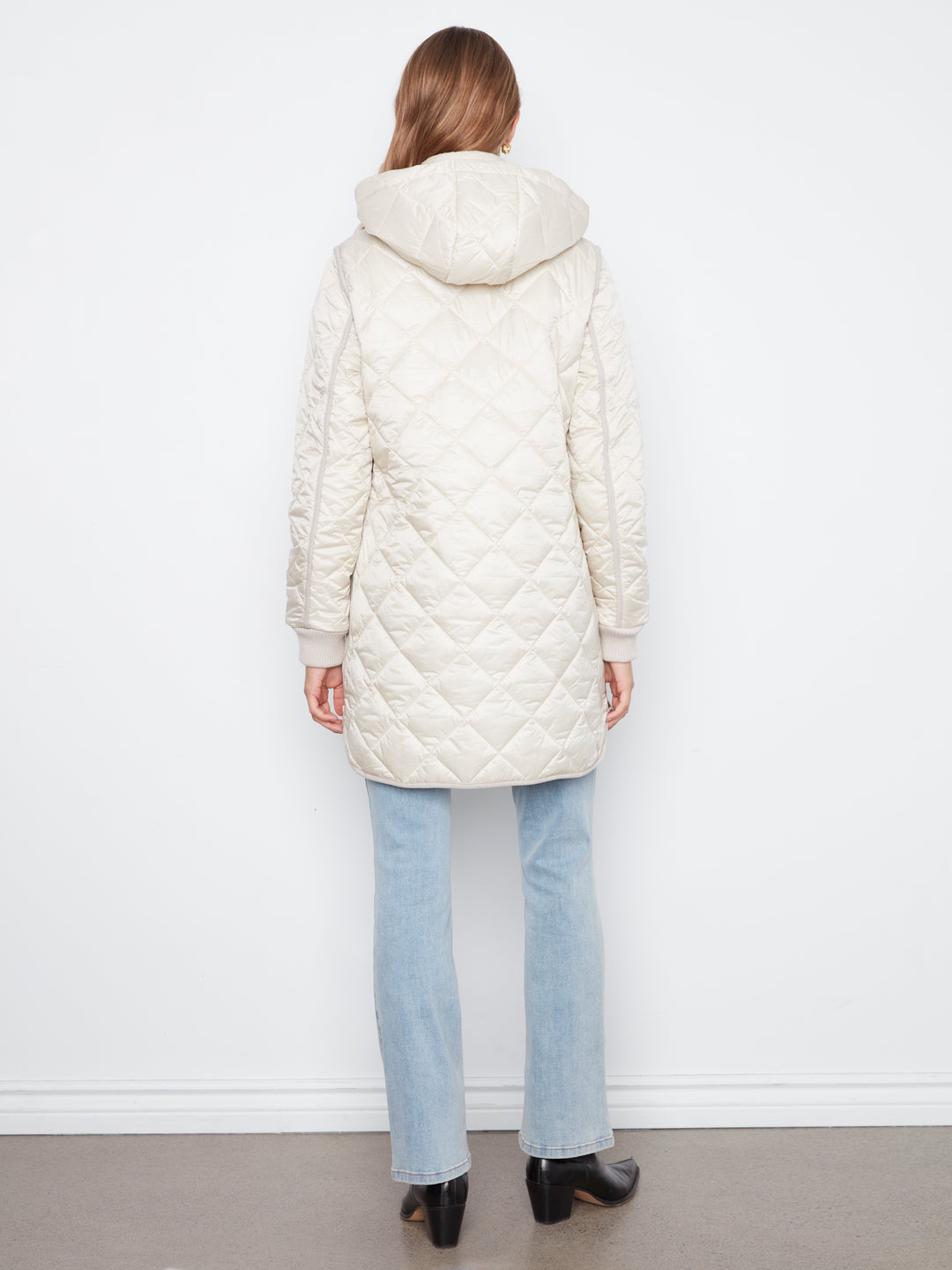 Puffer With Sweater Rib & Removable Hood