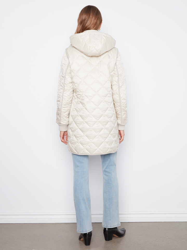 Puffer With Sweater Rib & Removable Hood