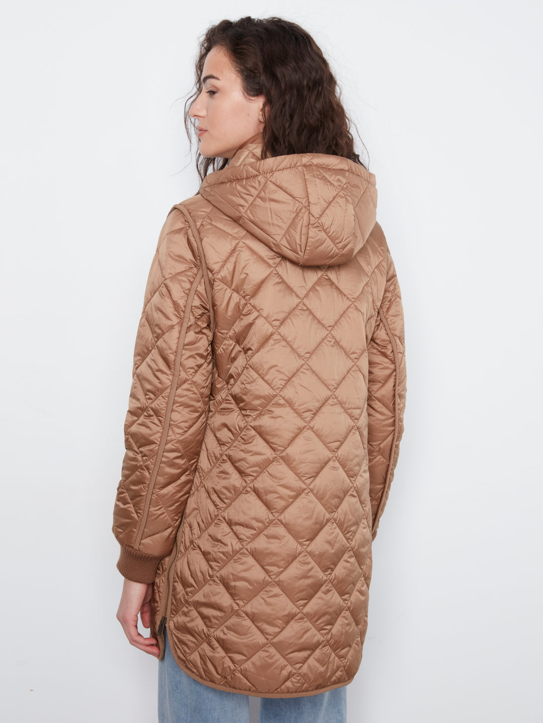 Puffer With Sweater Rib & Removable Hood