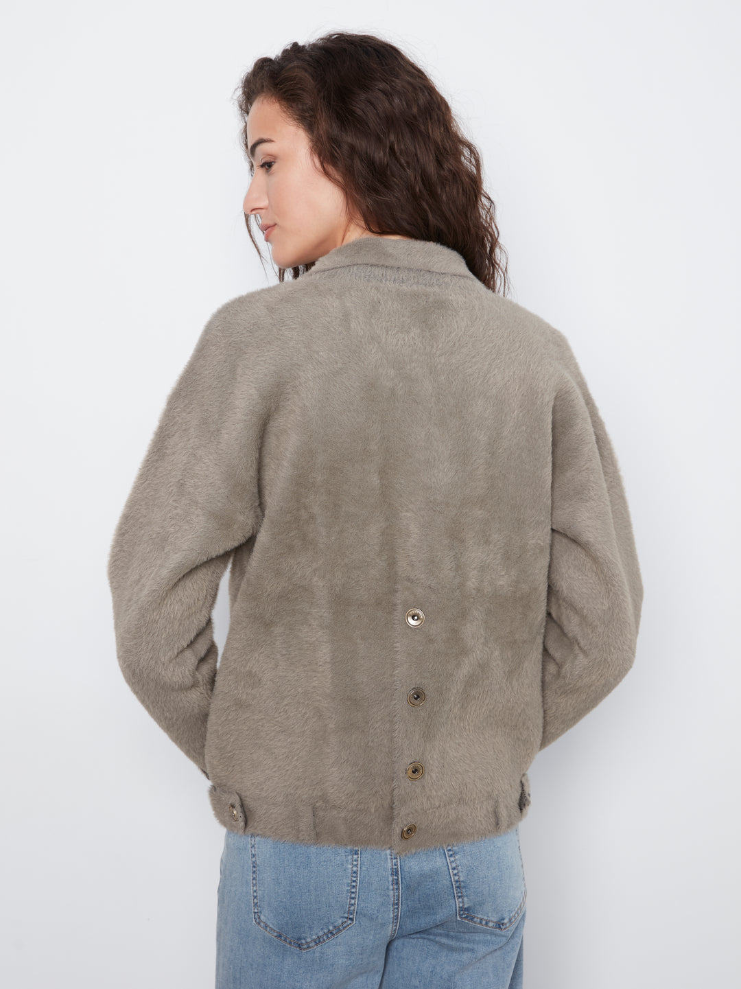 Eyelash Yarn Denim-Style Jacket