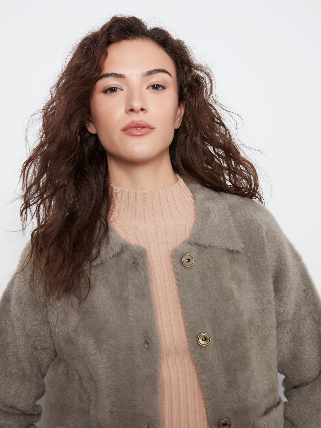 Eyelash Yarn Denim-Style Jacket