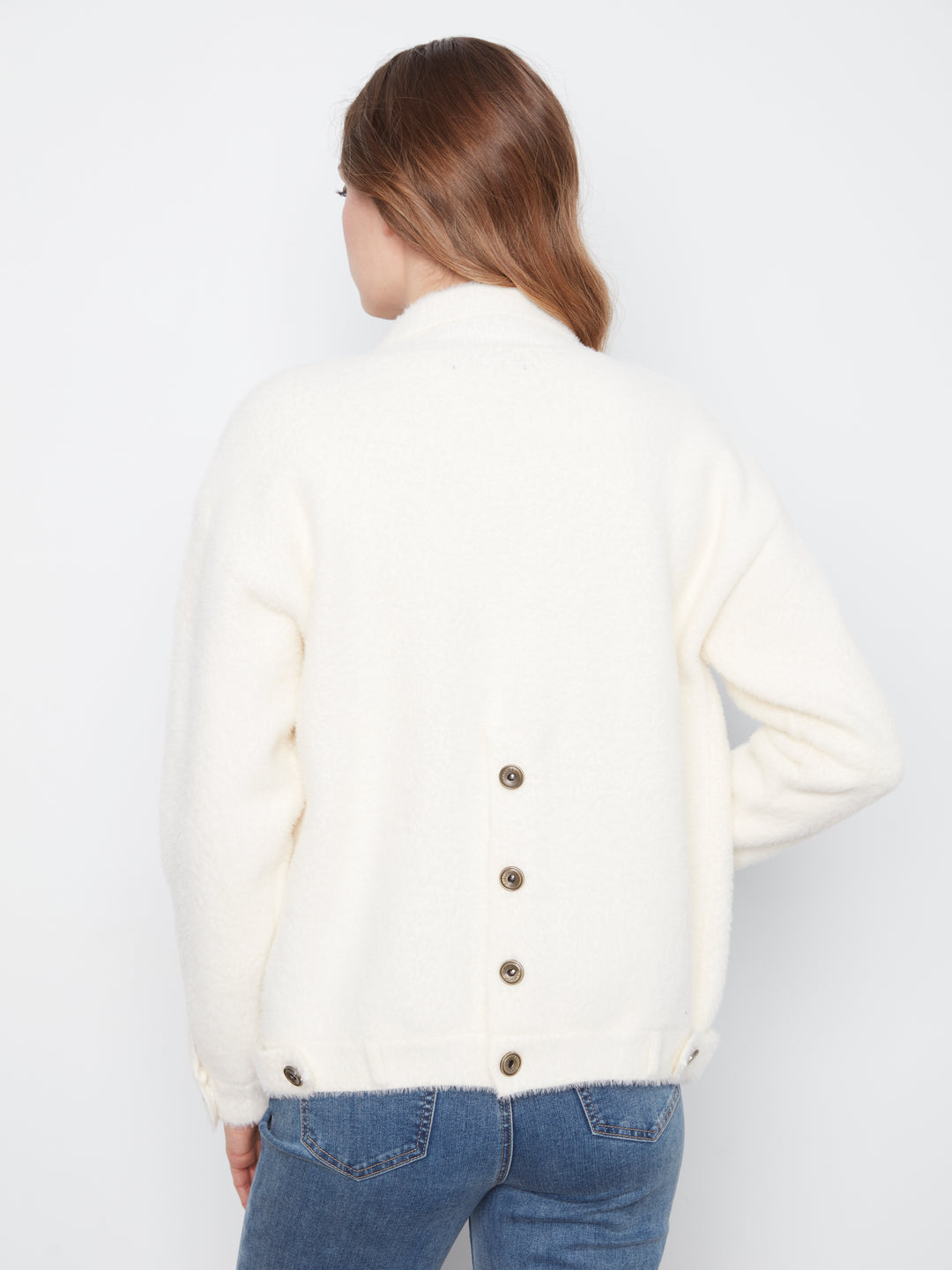 Eyelash Yarn Denim-Style Jacket