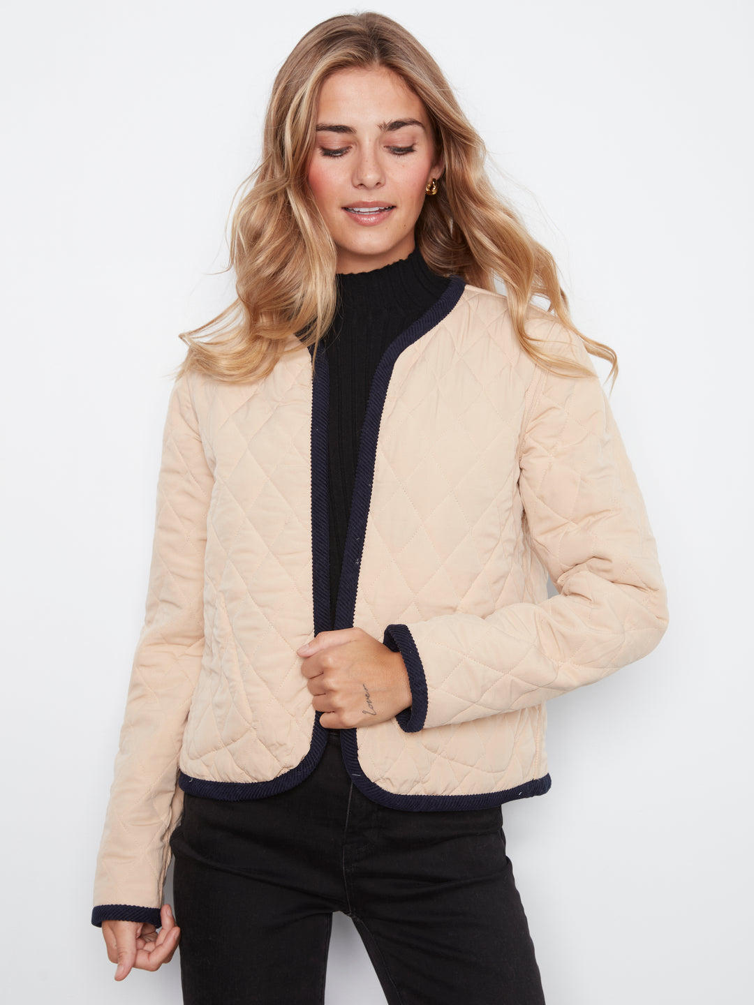 Embroidered Puffer With  Edge Binding