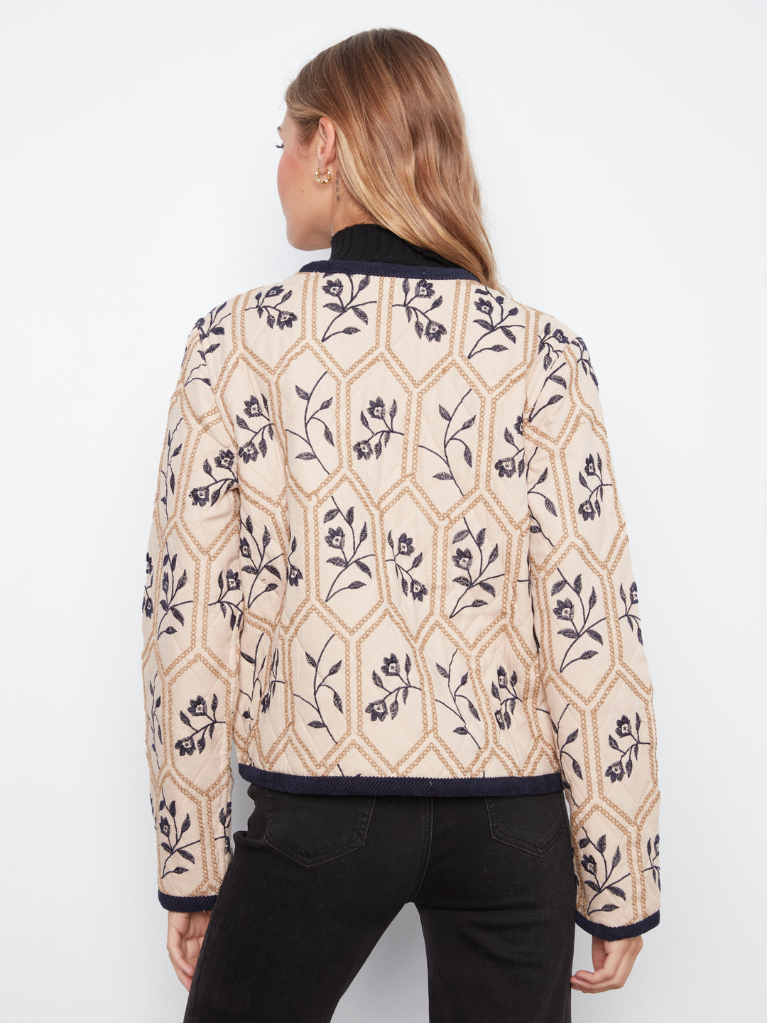 Embroidered Puffer With  Edge Binding