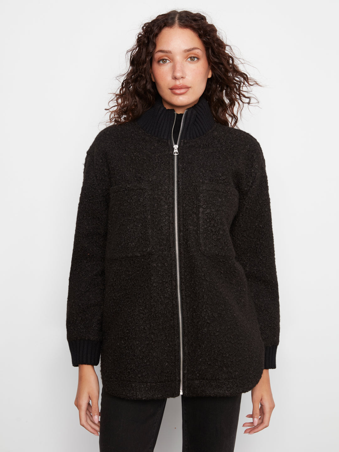 Fuzzy Jacket with Round Hem