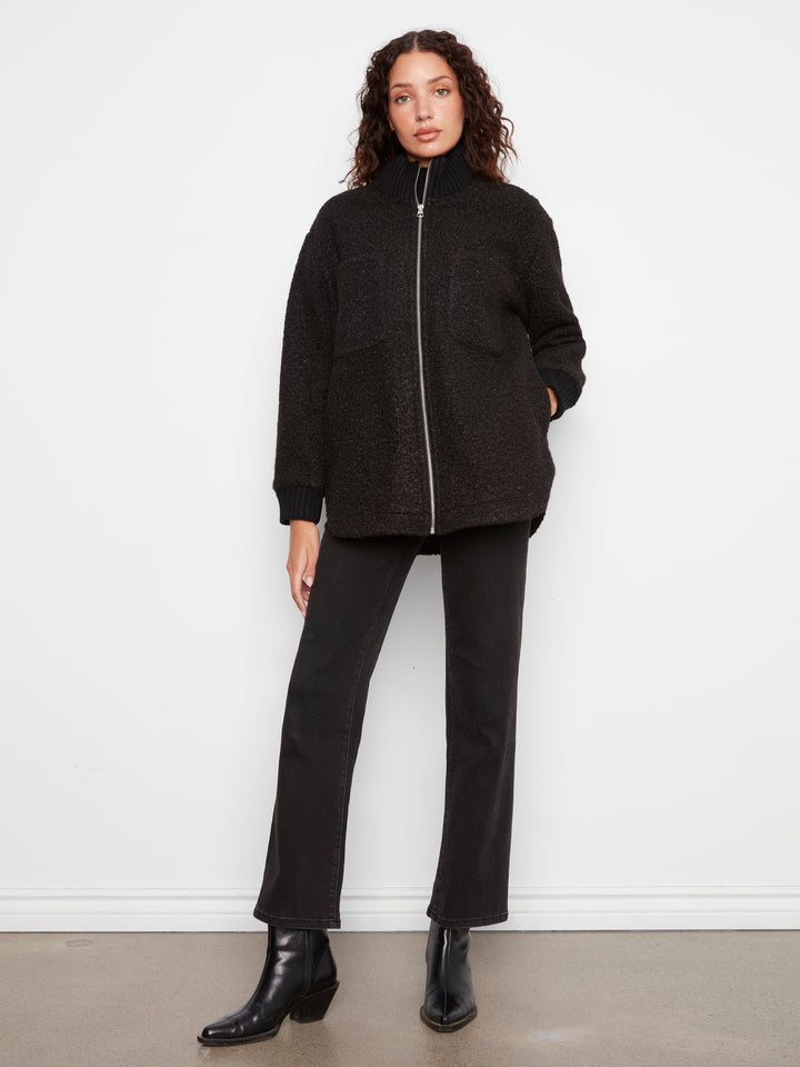 Fuzzy Jacket with Round Hem