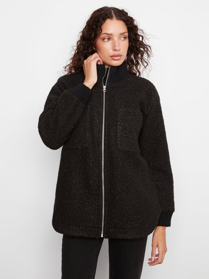 Fuzzy Jacket with Round Hem