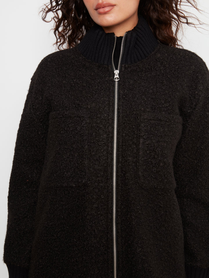 Fuzzy Jacket with Round Hem