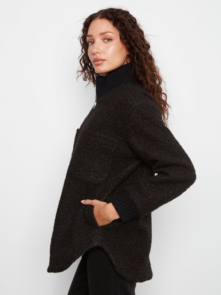 Fuzzy Jacket with Round Hem