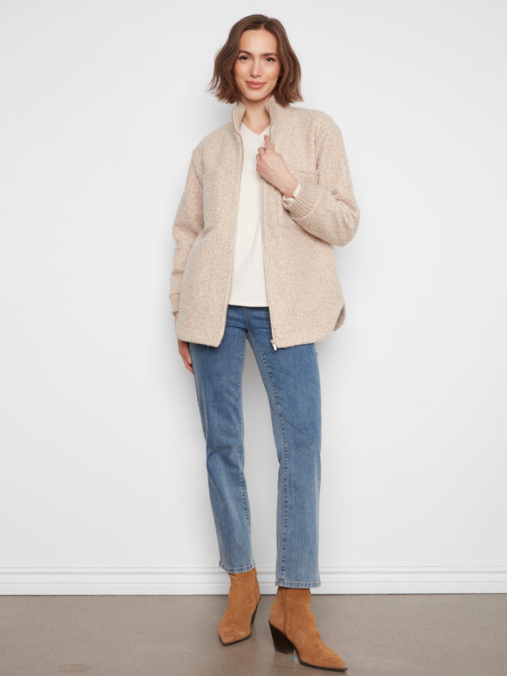 Fuzzy Jacket with Round Hem