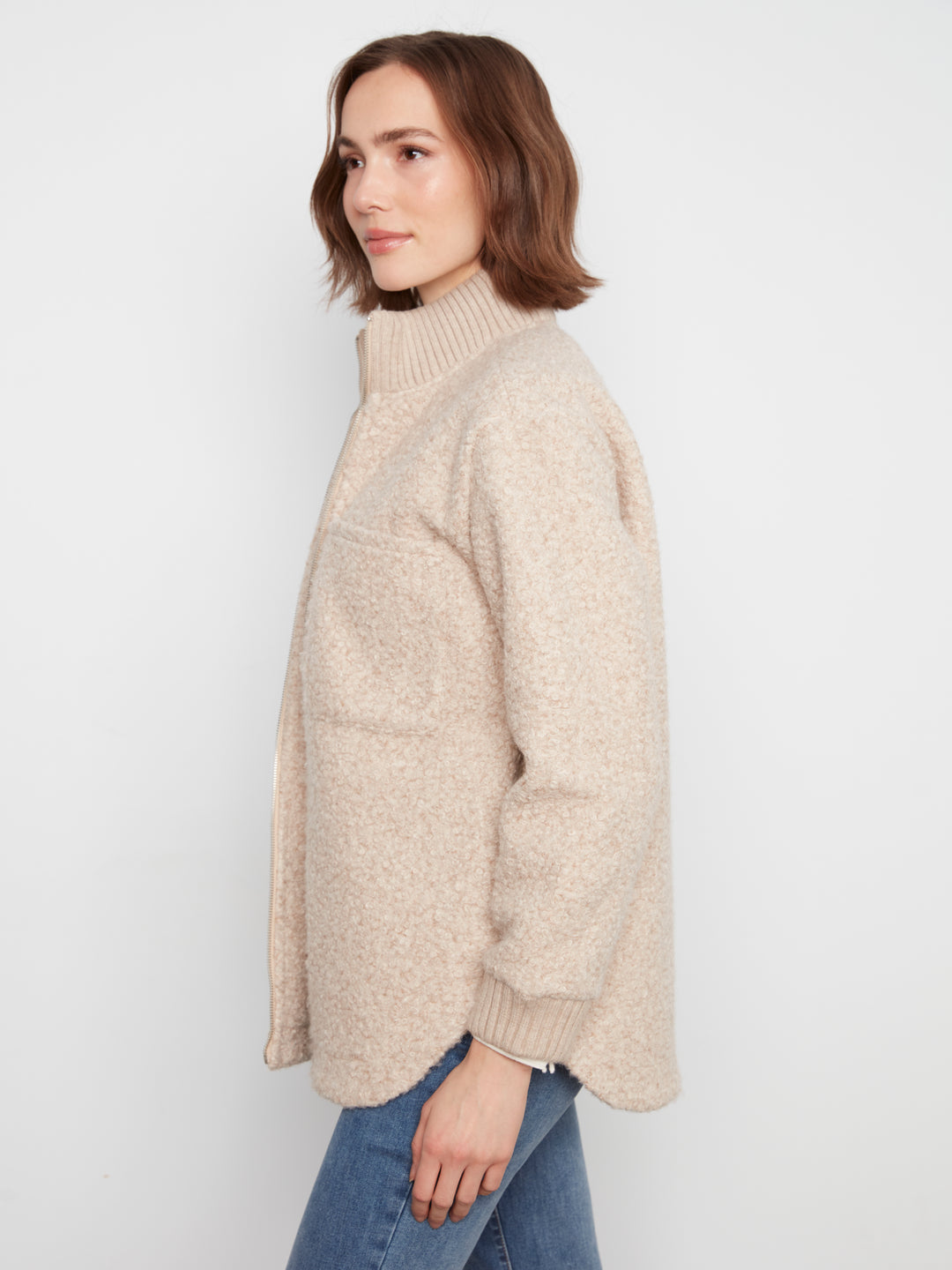 Fuzzy Jacket with Round Hem