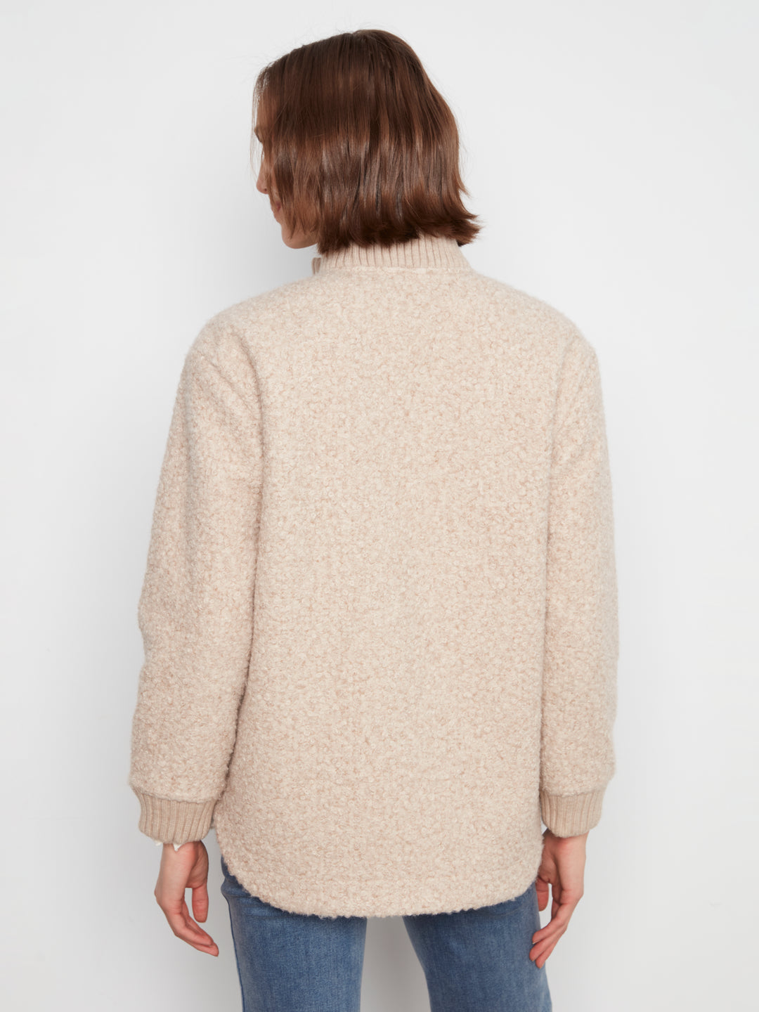 Fuzzy Jacket with Round Hem