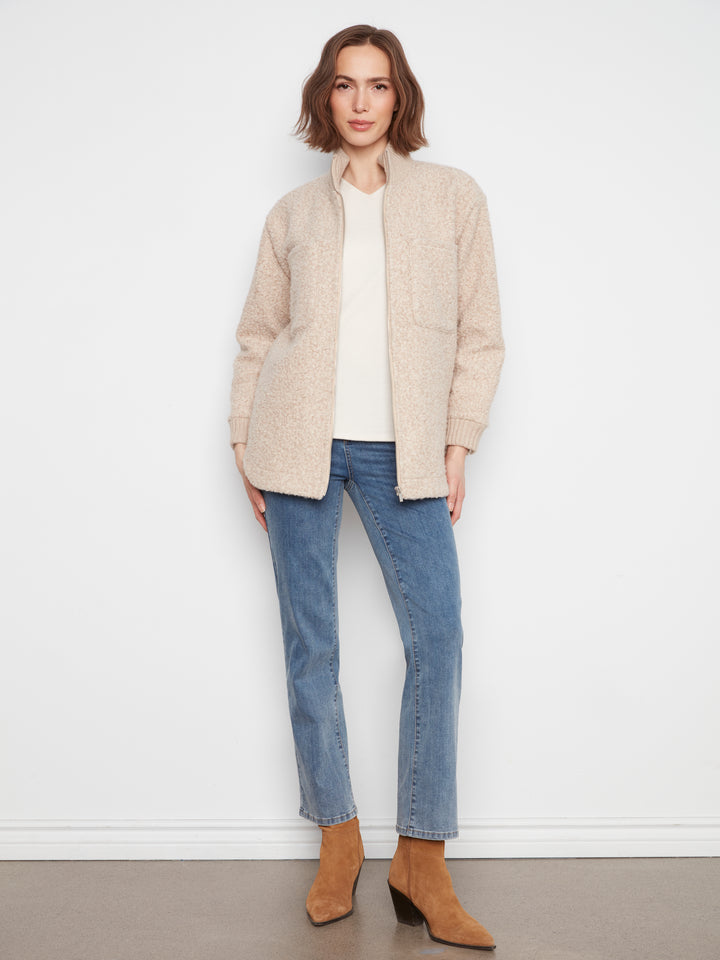 Fuzzy Jacket with Round Hem