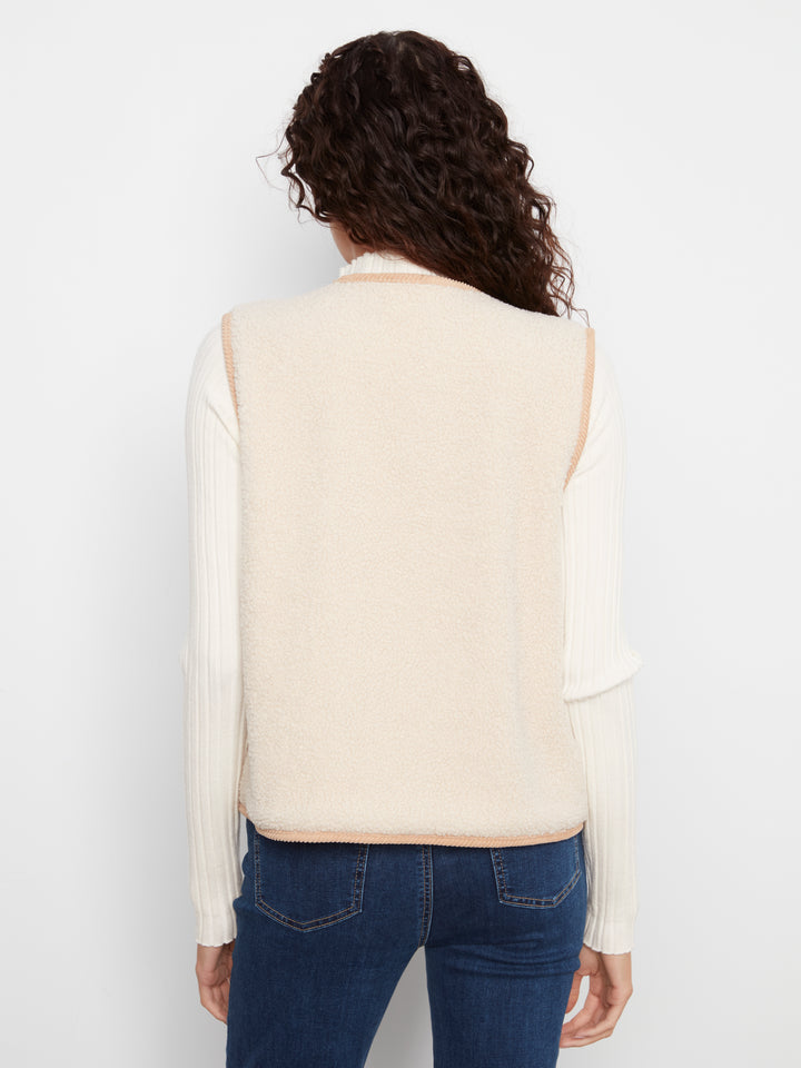 Sherpa/Suede Reversible Vest w Embroidery