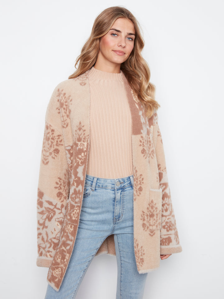Wide sleeve Cardi With Patch Pocket